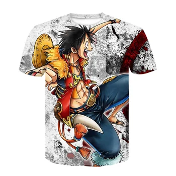 2020 poletje enem kosu anime majica 3d Moški Ulične Hip Hop zabavne majice Japonski Risani Rokavi Moški T-shirt Luffy tshirt