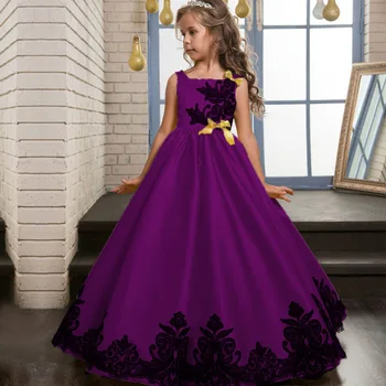 2020 Poletje Otroci Princesa Obleko Dekleta Cvet Vezenje Obleko Za Deklice, Letnik Svate Uradno Žogo Obleke Otroci Oblačila