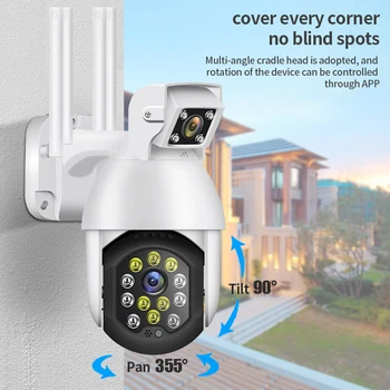 2020 PZT IPCamera Dual-Objektiv Wifi Kamera na Prostem Varnosti CCTV Varnostne Kamere Pan Nagib 4X Digitalni Zoom 2MP Onvif IR