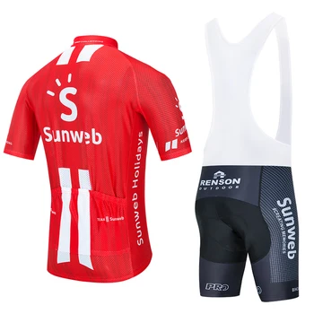 2020 RDEČE SUNWEB pro Kolesarski wear, Bike jersey Quick Dry Kolesarska oblačila moški poletje team Kolesarski Dresi 20 D kolesarske hlače