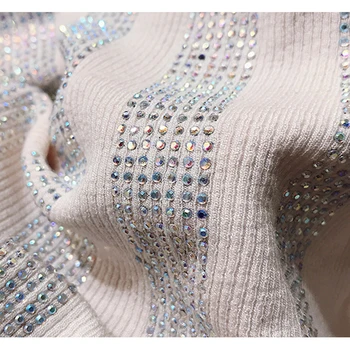 2020 Turtleneck T-Shirt Ženski korejski Mozaik majica s kratkimi rokavi Ženske Obleke Debel Toplo Diamanti Jeseni, Pozimi Vrhovi Tee Shirt Femme