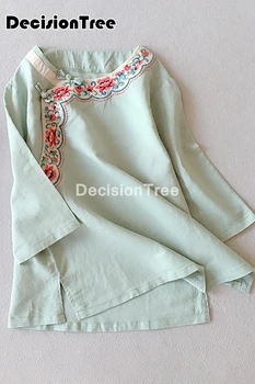 2021 kitajski slog žensk bombaž perilo tang oblačila novost majica vrhovi v vratu bluzo letnik hanfu vrh svoboden bluzo za lady