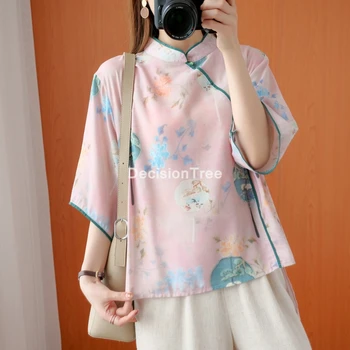 2021 kitajski vrhovi camisa hanfu mujer sodobni kitajski slog cheongsam bluzo retro qipao srajco, tradicionalna oblačila perilo bluzo