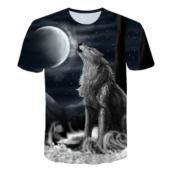 2021 Najnovejši Wolf 3D Tiskanja Živali Kul Smešno T-Shirt fantje Kratek Rokav Poletje Vrhovi Tee Shirt Majica dekle Moda tshirt 4T-14T