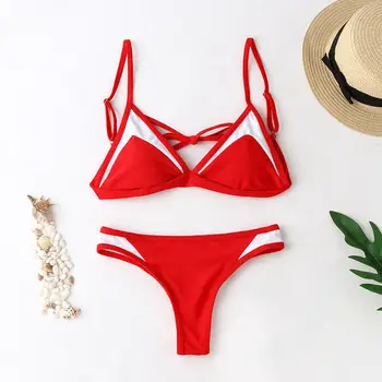 2021 Nove Vroče Mini Bikini Kopalke Trikotnik Bikini Komplet kopalke Rdeče Kopalke Ženske Maillot De Bain, Plavanje Obleko za Ženske