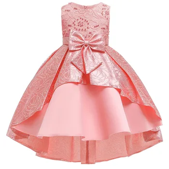 2021 Novo Dekle, Princesa Obleko Cvet Dekleta Poročno Obleko Lok Čipke Beaded Rep Obleko Otroci, Oblačila, Obleke Za Dekleta Vestidos
