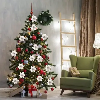 20PCS DIY Cvetje Bleščice Božič Umetno Cvetje Cvet Glavo Domov Božično Drevo svate, Dekoracijo
