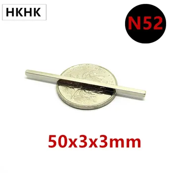 20PCS N52 Neodymium magnetom 50x3x3 mm močno mm Redke zemlje, trajni magnet 50x3x3 NdFeB magnetov 50mm x 3 mm x 3 mm