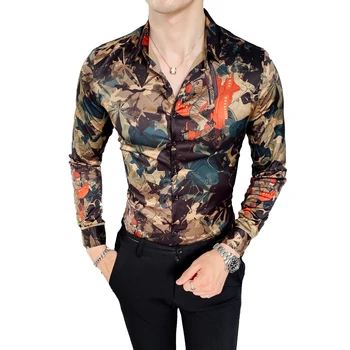 24 Barva Novo Boutique Fashion Design Tisk Mens Priložnostne Slim Dolgimi rokavi Srajce Socialne Moški Jopičem Shirt Mens Obleko Majice