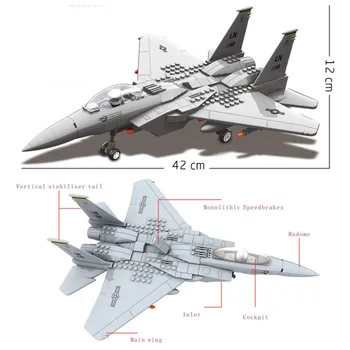 270pcs J-15 Eagle Borec Morden Vojske Warcraft Vojaške Warplane Letalo WW2 JX005 Nastavite DIY 3D Modeli gradnikov Igrače Za Fante