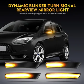 2pcs Dinamično Spusti tip Vključite Opozorilne Luči LED Strani Krilo Rearview Mirror Kazalnik Blinker Luč Za Ford Focus 2 3 Mk2 Mk3 Mk4