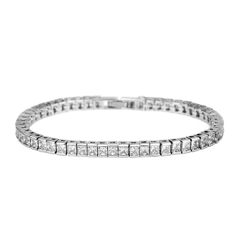 3 mm kamen 18 cm dolgo 925 sterling srebro princesa cut cirkon barcelet bangle za ženske, poroka, nevesta, modni nakit S4798