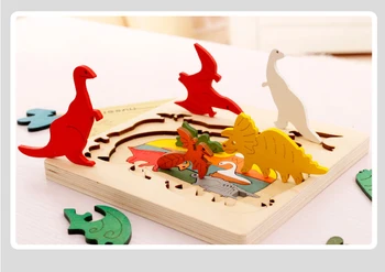 3 plasti puzzle večplastne lesene tri dimenzionalni pripovedovalec zgodb puzzle sestavljanke sliko kocka zabavno 3D živali puzzle
