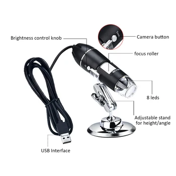 3 V 1, USB & MICRO USB&Tip-C Digitalni Mikroskop 500X Povečava Fotoaparata 8 Led s Stojalom, Združljive z operacijskim sistemom Android Windows/XP