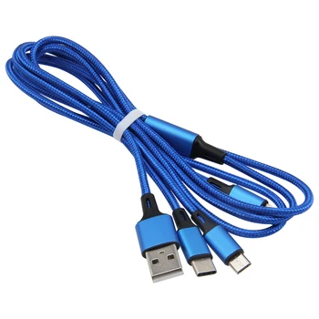 3 V 1, USB Kabel Pozlačen USB Kabel Za iPhone Xs Xr X 8 7 6 6S Plus iOS 10 9 8 Micro USB C Android Telefon Kabel 50pcs