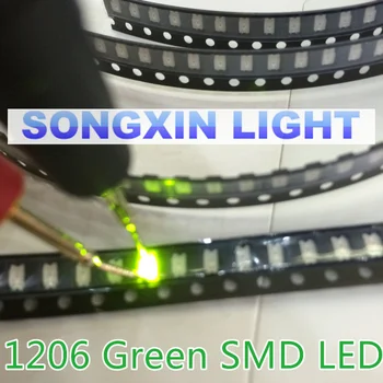 3000PCS Brezplačna Dostava SMD 1206 Zelena Led SMD 1206 LED Zeleno super svetla 1206 light-emitting diode 560-575nM 3.2*1.6 mm YG