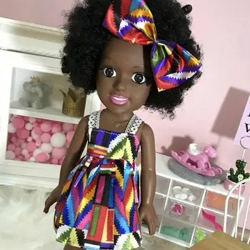 35 cm Simulacije Afriške Deklica Lutka Moda Silikonski Mini Lutka Telesa Pretvarjamo, Igra Igrače za Dekleta Otrok Božično Darilo