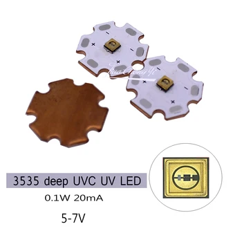 3535 za 0,1 W UVC UV LED 280nm 310nm Globoko vijolične ultravijolično svetlobo 5V-7v z 20 mm, bakra PCB