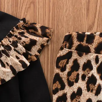 3PCS Moda 2019 Malčka Otroci Dekliška Oblačila, ki Romper Ruffle Leopard Vrhu T-majica+Hlače Obleke Stranka za Malčke Dekliška Oblačila