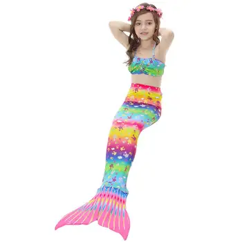 3pcs/Set Princesa Swimmable Otrok morska deklica Repi Otrok morska deklica Rep za Dekle, Otroci z Bikini Kopalke Kostum Cosplay