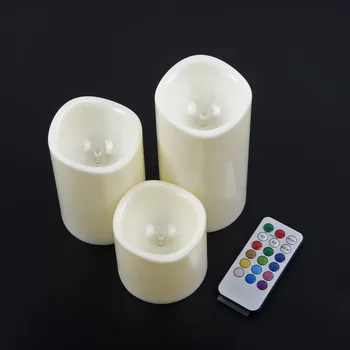 3pcs/veliko Oddaljen nadzor LED sveča slonokoščene barve Steber Sveče S Samosprožilcem bougie za Dom rojstni dan Poroka Dekoracija