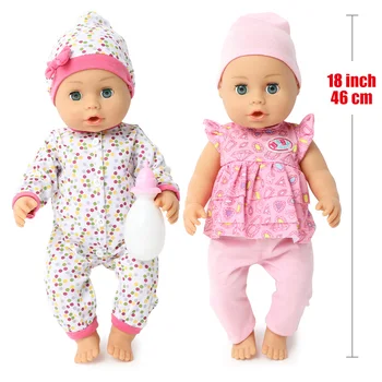 46 cm Simulacije Bebe rodi punčko pijte vodo 18 inch Moda Realne Mehki silikonski Baby doll Oblačila, ki Boneca za igrače otroke