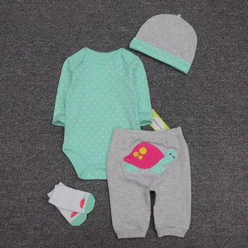 4pcs baby boy kompleti oblačil 2020 Novo Pomlad Jesen Novorojenček Dojenček Fant Dekle Romper+hlače+hlače z oprsnikom+nogavice Obleke otrok Set