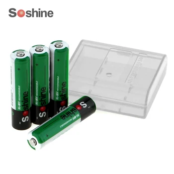 4pcs/paket Soshine Ni-MH Baterija AAA 1100mAh 3A Baterije za ponovno Polnjenje Bateria +Prenosna Baterija za Shranjevanje Imetnik Primeru Polje