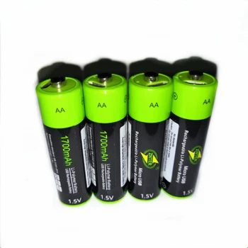 4pcs/veliko ZNTER 1,5 V AA Baterija 1700mAh USB Polnilna Litij-Polimer Baterija Hitro Polnjenje preko Mikro USB Kabla
