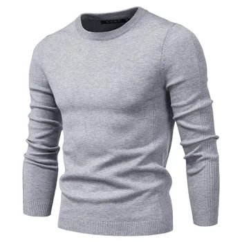 4XL Moških 2020 Jeseni Nove Priložnostne Trdna Debele volne, Bombaža Pulover Puloverji Moških Obleko Modne Slim Fit O-Vratu puloverju Sweater Moški