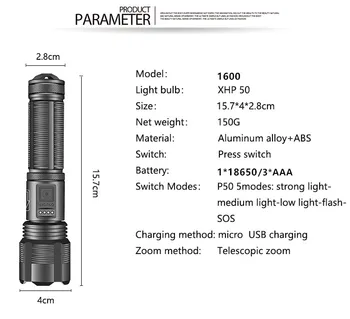 5 Razsvetljavo Načini Pocketman LED Svetilka Taktično Svetilko Zoomable Kamp Svetilka Uporabo 18650 Baterijo Vodotesno Svetilko