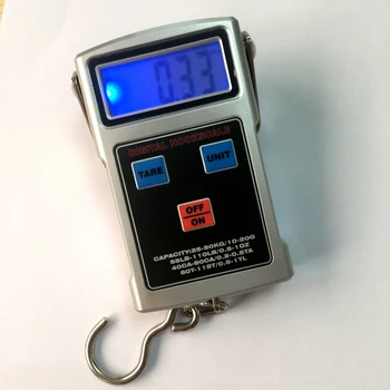 50 kg 110 LB Digitalni LCD Ribolov Kavelj Obsega Elektronskih Potovalne Prtljage Žerjav Lestvice Termometer Ura Trak Visi Teža Bilance
