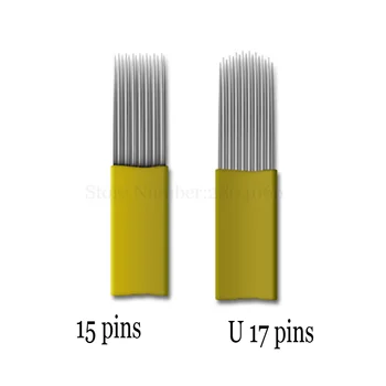 50pcs 9/15/17/19/21 M1 dvakrat zapored Pin Microblading Senčenje Rezilo Tatoo Igle Microblading Iglo Meglo Obrvi & Lip Iglo