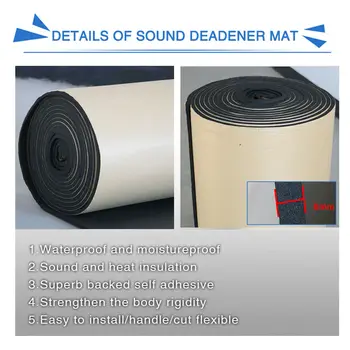 50x80cm Deadening Ščit 5mm Audio Stereo Zvok Dokaz Hrupa Listi Toplotna Izolacija Blok Zaprte Celice