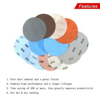 5Inch FV Plitev Brušenje Disk Nepremočljiva šmirgl papir 600 - 4000 Peščenjaki za Mokro ali Suho Avtomobilske Poliranje(Paket 10)