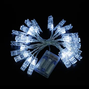 5M 50LEDS LED Garland Kartice Foto Posnetek Niz Luči Pravljice Dekor Luči Božič Spalnica DIY Clothespin Oblike Baterije Božič Lučka