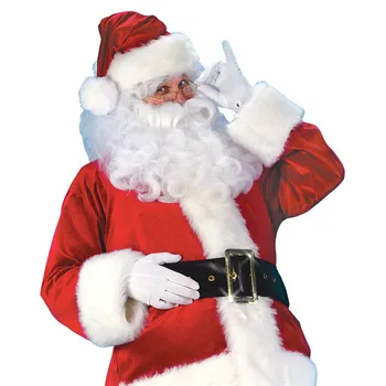 5PCS Božič Božiček Kostum za maskiranje za Odrasle Obleke Cosplay Obleke, Hlače, Vrhovi Klobuk Pasu Brki Lutke, Dodatki za Božič