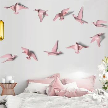 5PCS Evropske Smolo Ptic Steni Visi Golob Obrti Dekoracijo Doma, dnevna soba s Kavčem TV Ozadju 3D Stenske Nalepke Ornament Umetnosti