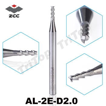 5pcs/paket AL-2E-D2.0 ZCC.CT trdna Karbida Koncu mlini 2 mm 2 flavta aluminijevih zlitin, cnc obdelava, rezkalni rezalnik za rezanje orodja