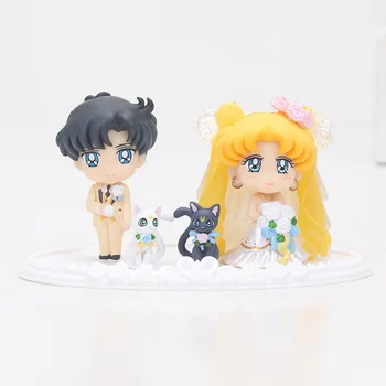 6 cm Sailor Moon Princess Vedrino Chiba Mamoru Luna Precej Guardian Sailor Moon Srečno Poroko PVC Dejanje Slika Igrače