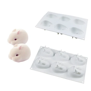 6 Tudi Risanke 3D Zajec Serije Silikonski Torto Milo Plesni Peko Posoda Visoke Temperature Enostavno Čiščenje Hrane Razred Visoke Kakovosti QY12