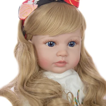 60 cm, Silikonski Mehko Vinil Prerojeni Baby Doll Veren Princesa Lutka Z Blond Lasmi Dekleta Brinquedos Darilo za Rojstni dan Igra Lutka Igrače