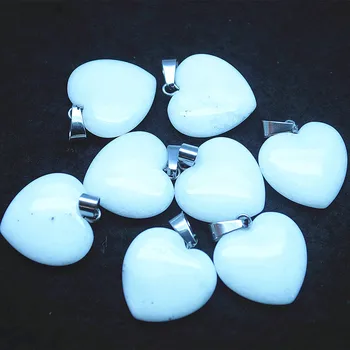 6pcs beli kamen srce oblika 20 mm, bela jade narave kamen za ženske lep nakit ali zapestnice, zaradi česar jewlery dodatki