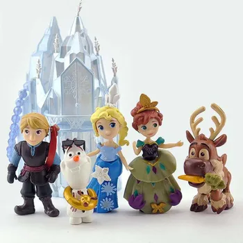 6pcs/set Disney Princesa Slika Igrače Zamrznjen Sneg Kraljica Anna Elsa Olaf Snežaka Kristoff Sven Akcijska Figura, Igrače za Otroke
