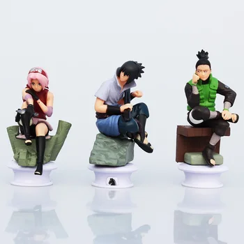 6Pcs/Veliko PVC Anime Naruto Generacije Chess Titans Naruto Dejanje Slika Dekoracijo Kakashi Haruno Sakura Model Igrače Darila