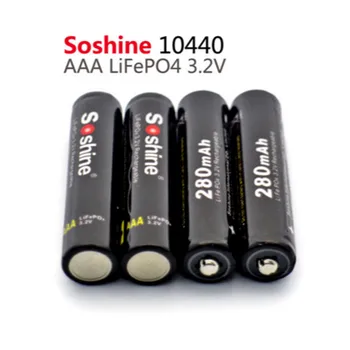 8 kos/veliko Soshine 10440 baterije 3.2 V 280mAh LiFePO4 celice za Polnjenje AAA Baterije z 4X Priključki Baterije + Baterija Polje