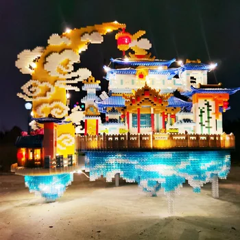 8008pcs+ Moon Palace Mini gradniki Kitajsko Kulturo, Arhitekturo 3D Model YZ080 Mikro Diamond Opeke Igrače Za Darilo Otrok