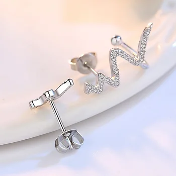 925 sterling silver fashion sijoče kristalno strele design ženske'stud uhani žensko poročno darilo debelo nakit za ženske