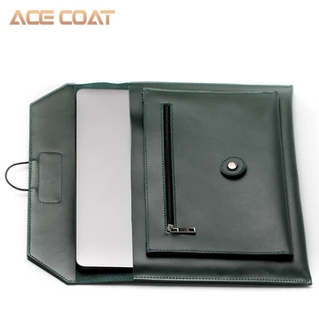 ACECOAT Prenosnik Torba Temno Zelena Split Usnje Laptop Torba za Macbook Air /pro 15/16 Laptop Rokav 13 primeru nastavite 2020 snop