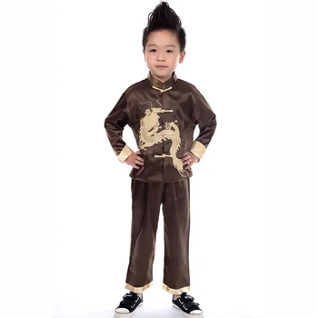 ActhInK Nov Baby Fantje Vezenje Zmaj Kitajski Tradicionalni Kostum Obleko Znamke Dolg Rokav Tang Obleko za Fante Formalno Obleko, MC085